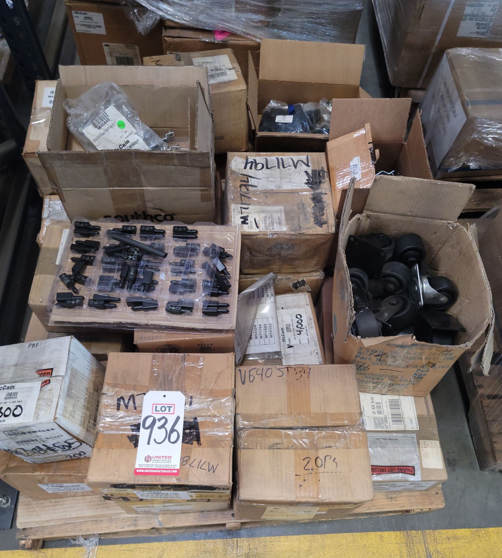 LOT - RIVETS, FASTENERS, HINGE PINS, CASTERS, ETC.