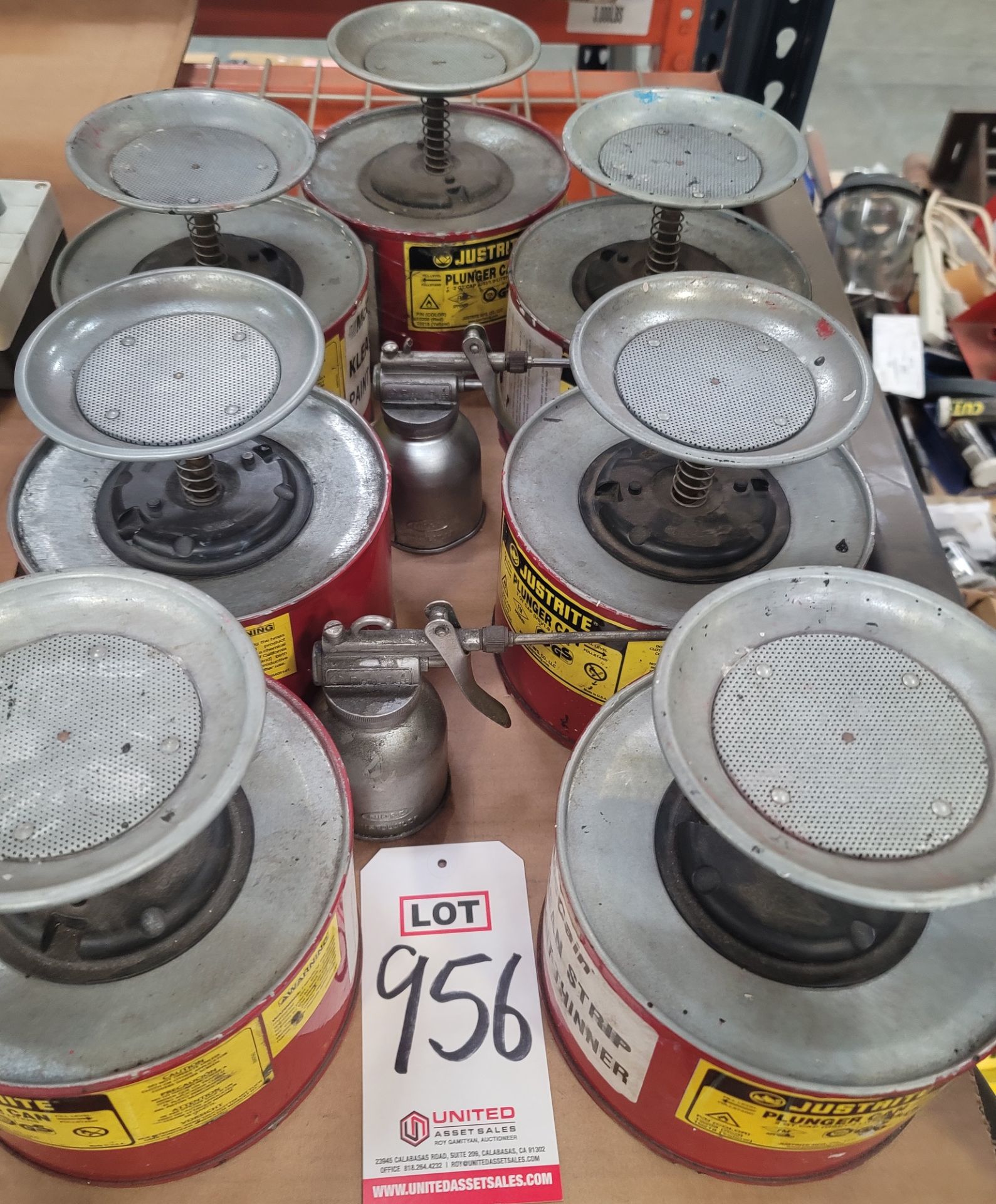 LOT - (7) JUSTRITE PLUNGER CAN, PARTS CLEANER, 2 QT