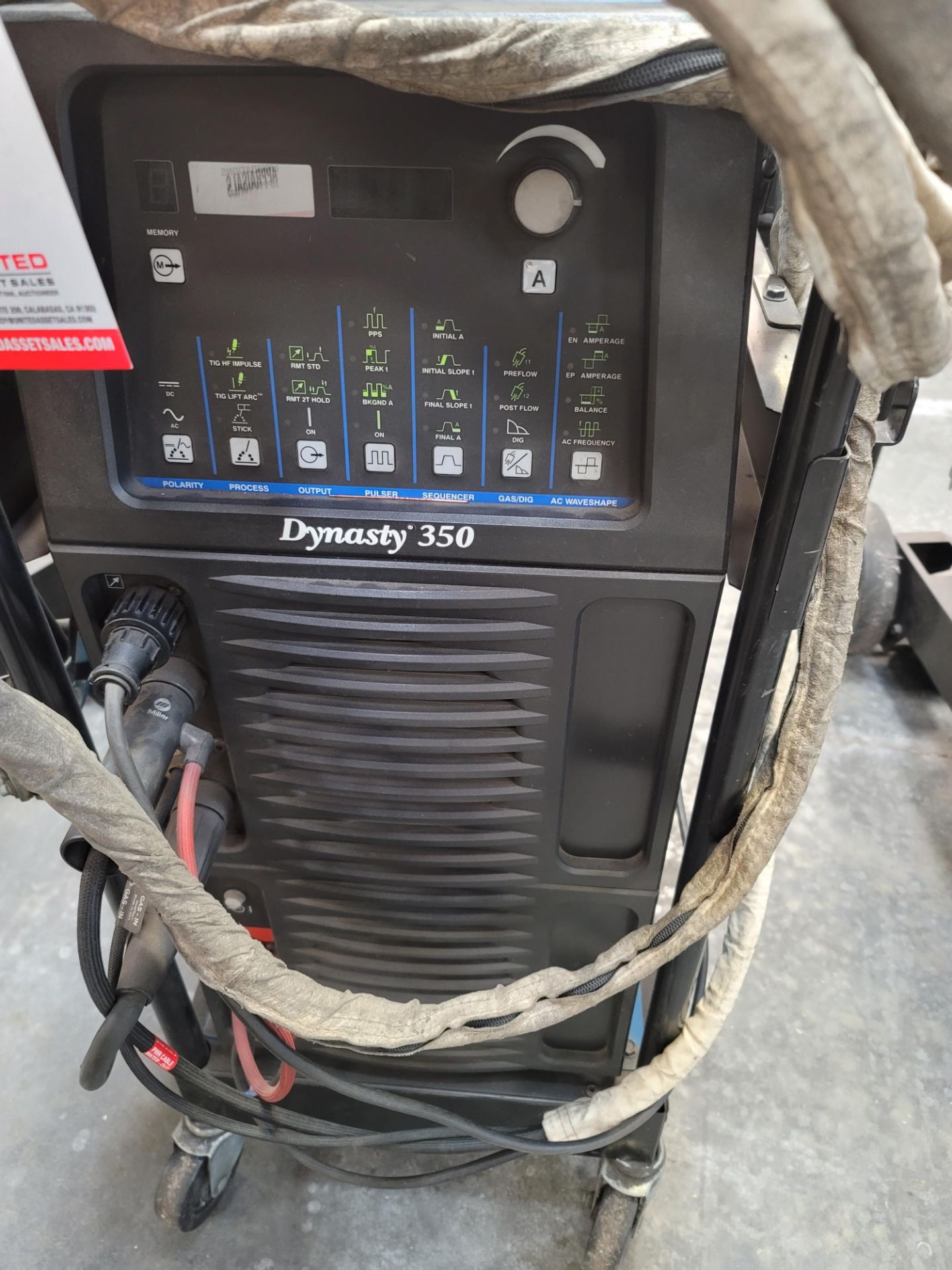 MILLER DYNASTY 350 TIG WELDER, PORTABLE, WATER-COOLED PACKAGE W/ FOOT CONTROL - Image 3 of 3