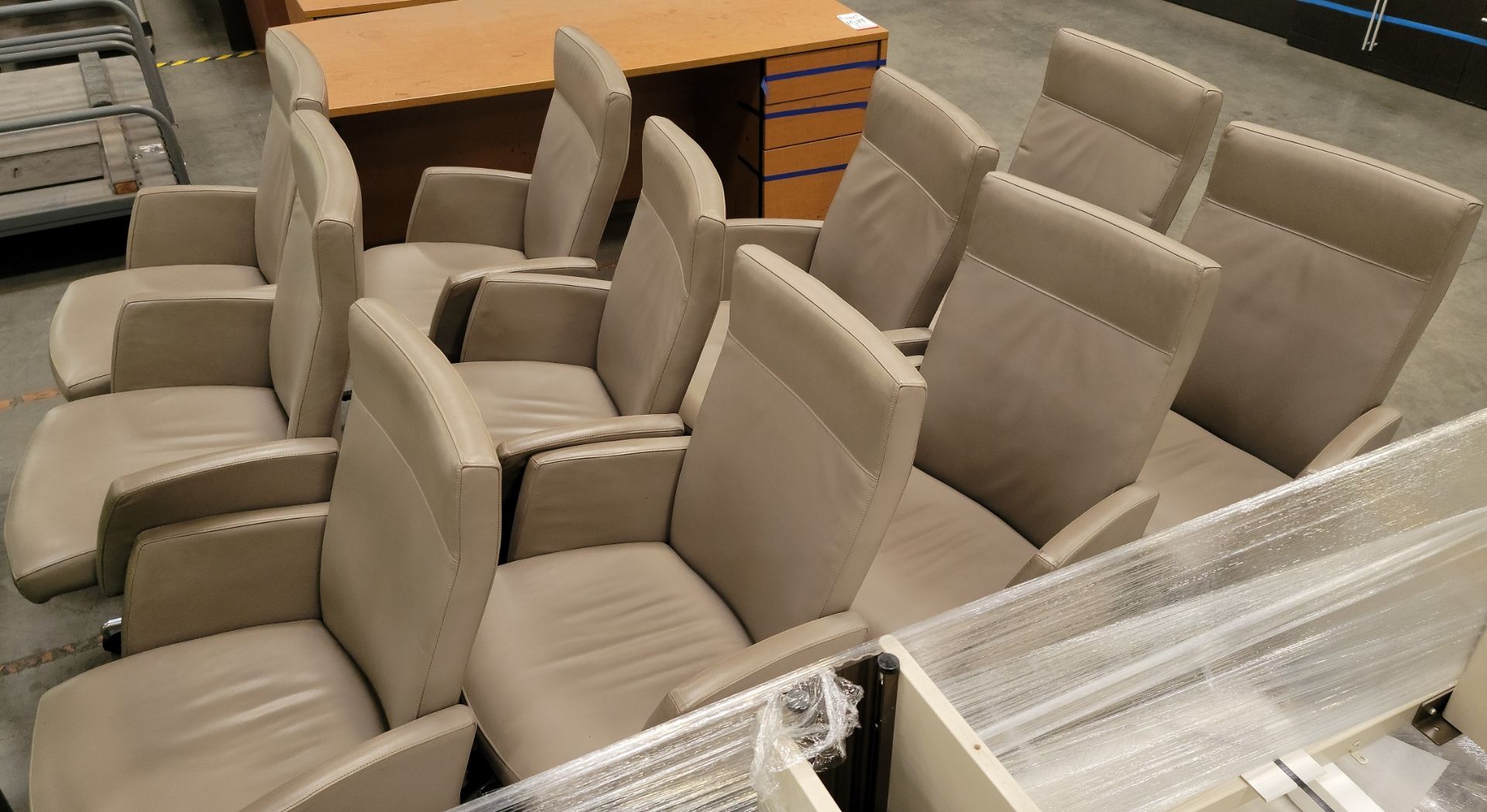 LOT - CONFERENCE TABLE, 12' X 4', W/ (10) MATCHING CONFERENCE CHAIRS, PLUS (1) CLOTH UPHOLSTERED - Image 2 of 2