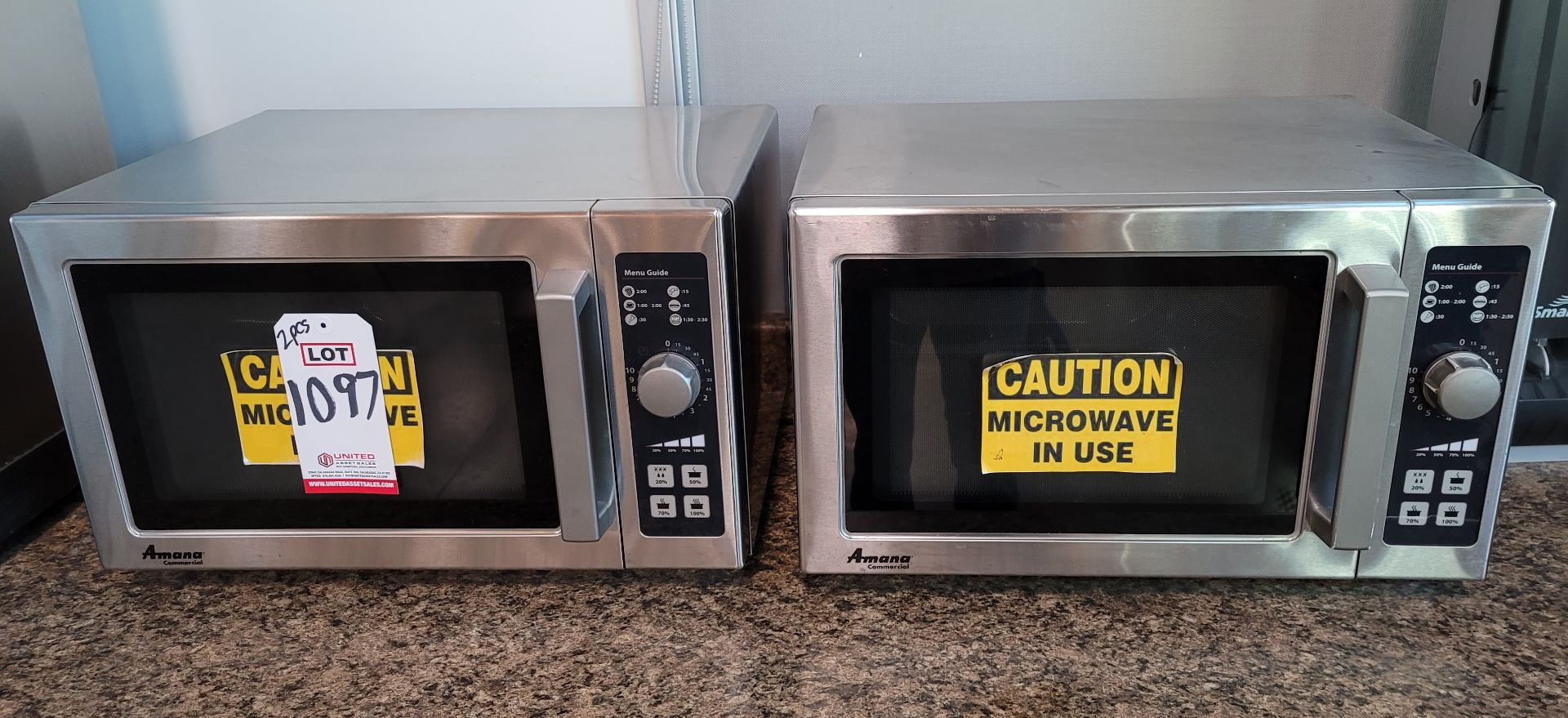 LOT - (2) AMANA COMMERCIAL 1500 WATT MICROWAVE OVENS