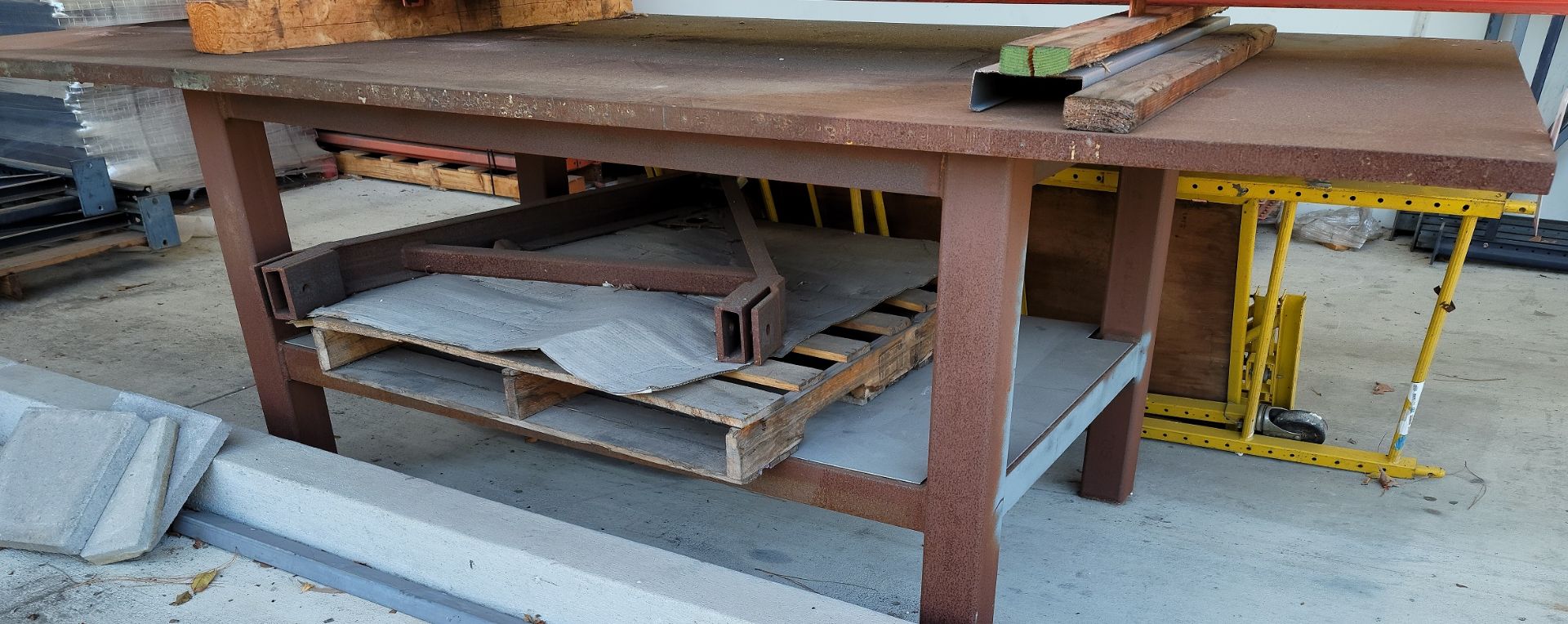 WELDING TABLE, TOP MEASURES 10' X 5' X 1-5/16" THICK, TOP & BASE ARE NOT ATTACHED - Image 2 of 2