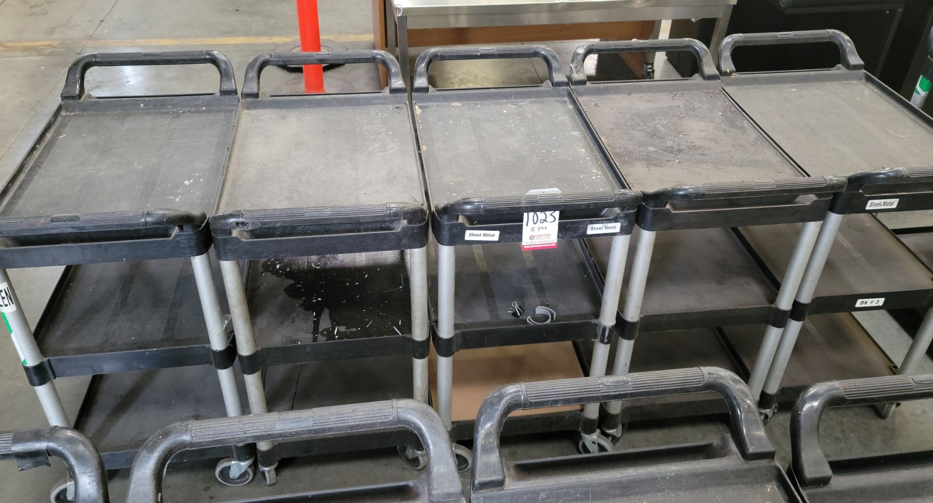 LOT - (5) PLASTIC SHOP CARTS, 24" X 18"