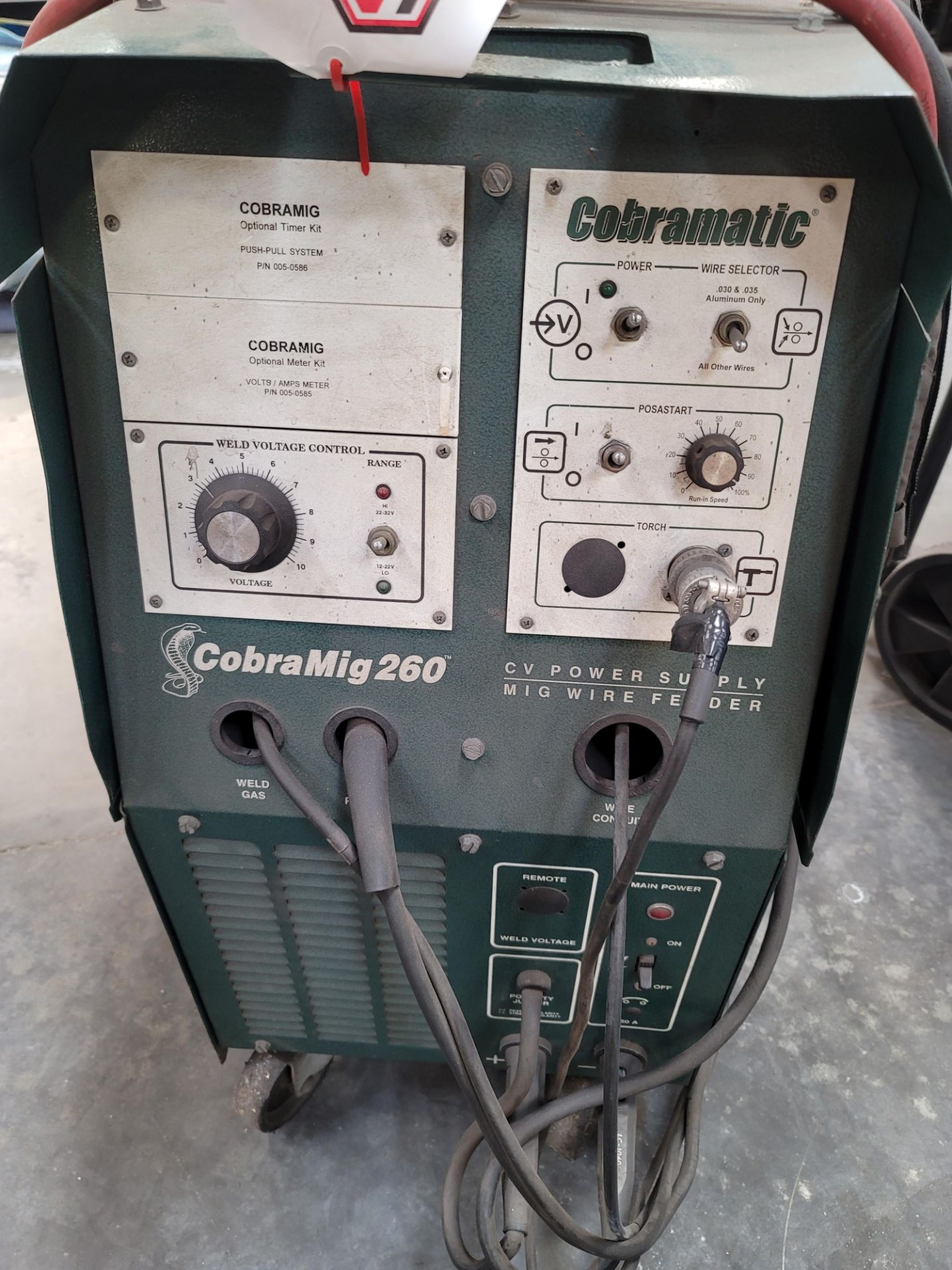 COBRAMATIC COBRAMIG 260 CV POWER SUPPLY W/ MIG WIRE FEEDER, MODEL 186-002, S/N 022975 - Image 2 of 3