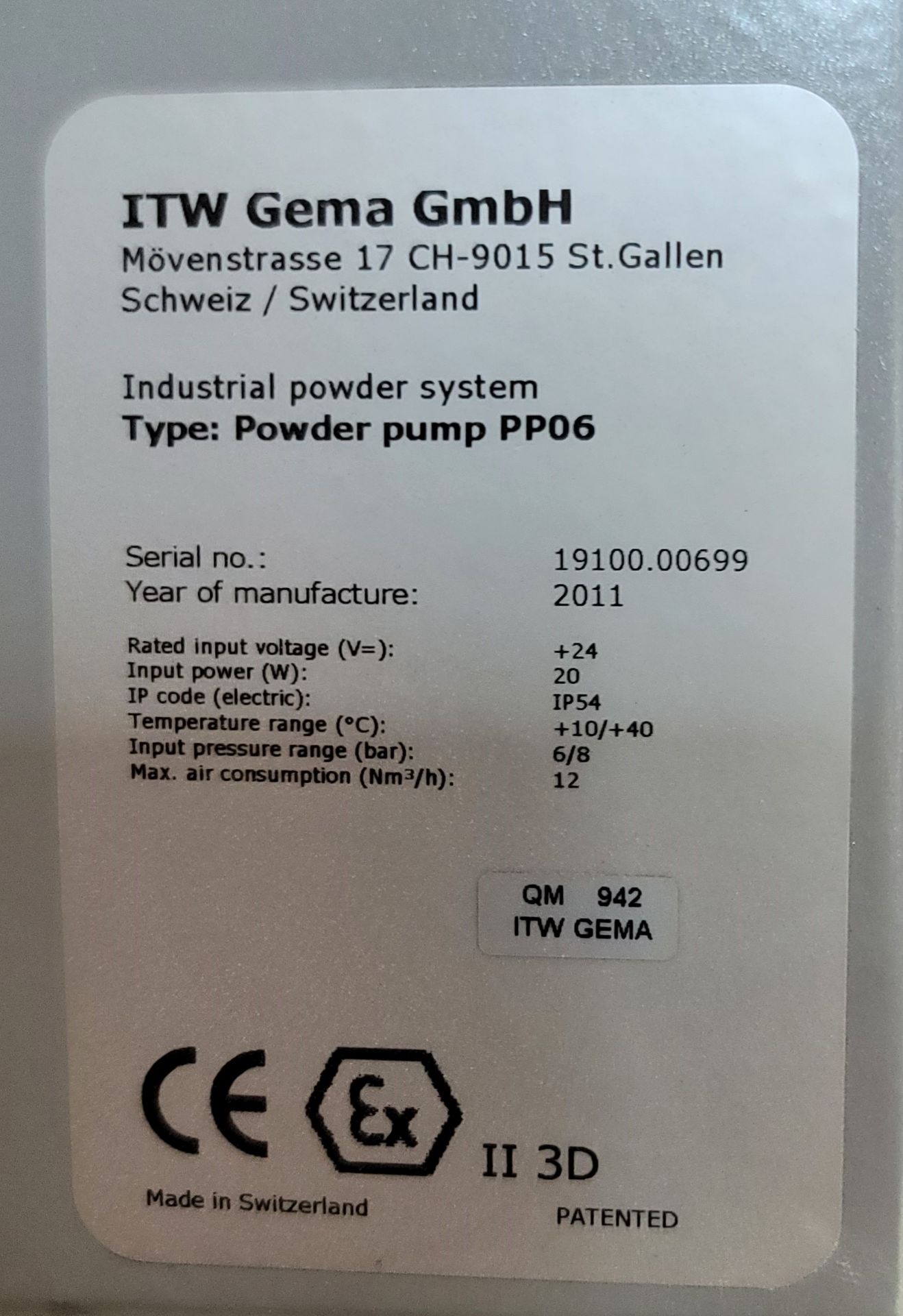 ITW GEMA "TWO COAT PROCESS" POWDER COAT PAINT SYSTEM, GEMA "MAGIC CYLINDER" QUICK COLOR CHANGE - Image 9 of 18