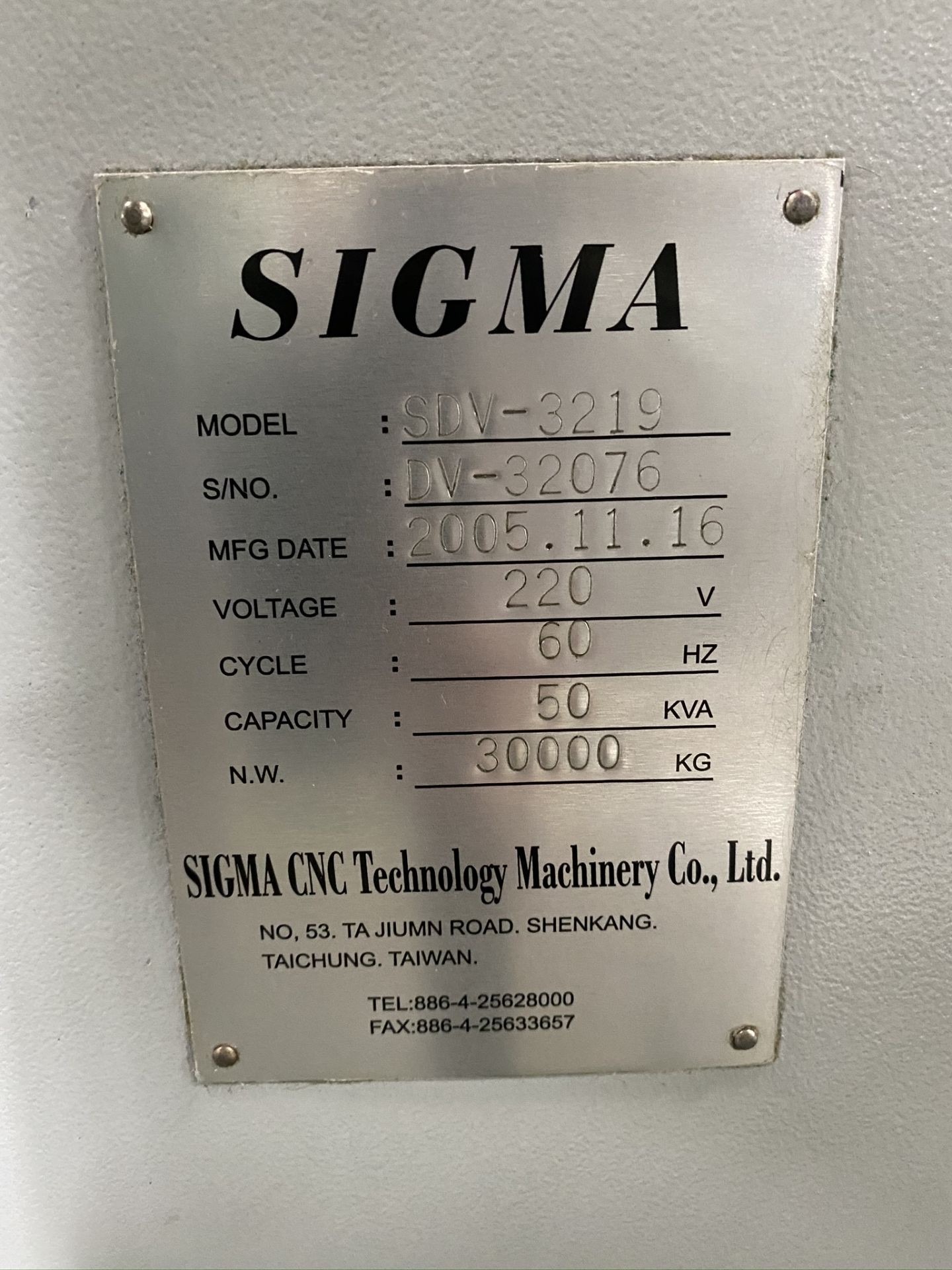 2005 SIGMA CNC DOUBLE COLUMN MACHINING CENTER, MODEL SDV-3219, FANUC 18IMB CNC CONTROL - Image 31 of 31