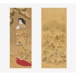 HUNDRED OKAME AND OIRAN WITH SNOW HARE.