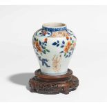 SMALL BALUSTER VASE WITH CAMELIA AND SCHOLAR.