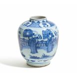 EARLY OVOID JAR WITH DECORATION IN CHINESE STYLE.