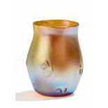 SMALL IRIDESCENT GLASS VASE.