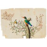 THREE PAINTING WITH BIRD PAIRS ON TWIGS.