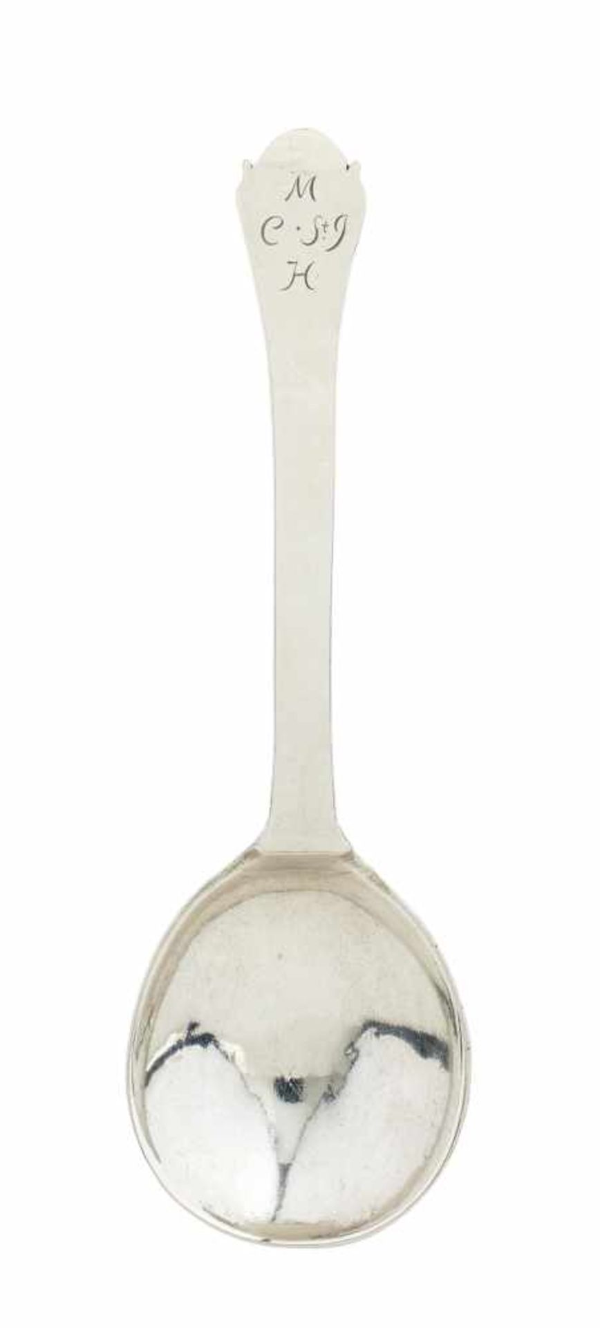 SILVER SPOON WITH TULIP ENGRAVING.