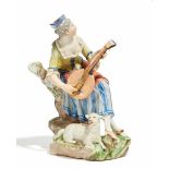 PORCELAIN FIGURE OF A FEMALE SHEPHERD WITH GUITAR.