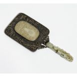HAND MIRROR WITH JADE HANDLE AND LUCKY SIGNS. Origin: China. Date: 19th-20th c. Jade older.