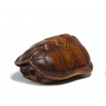 NETSUKE: TURTLE. Origin: Japan. Date: 19th c. Technique: Wood. Measurement: Length 5.2cm. Signature: