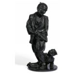 IMPORTANT AND LARGE BRONZE OF A GRANDFATHER AND HIS LITTLE GRANDSON. Origin: Japan. Dynasty: Meiji