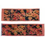 LONG DRAGON CARPET IN TWO PARTS. Origin: Tibet. Date: 18th-19th c. Technique: Pile from wool, dyed