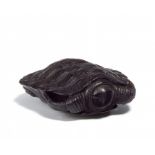 NETSUKE: TURTLE. Origin: Japan. Dynasty: Edo period. Date: 19th c. Technique: Dark wood, probably