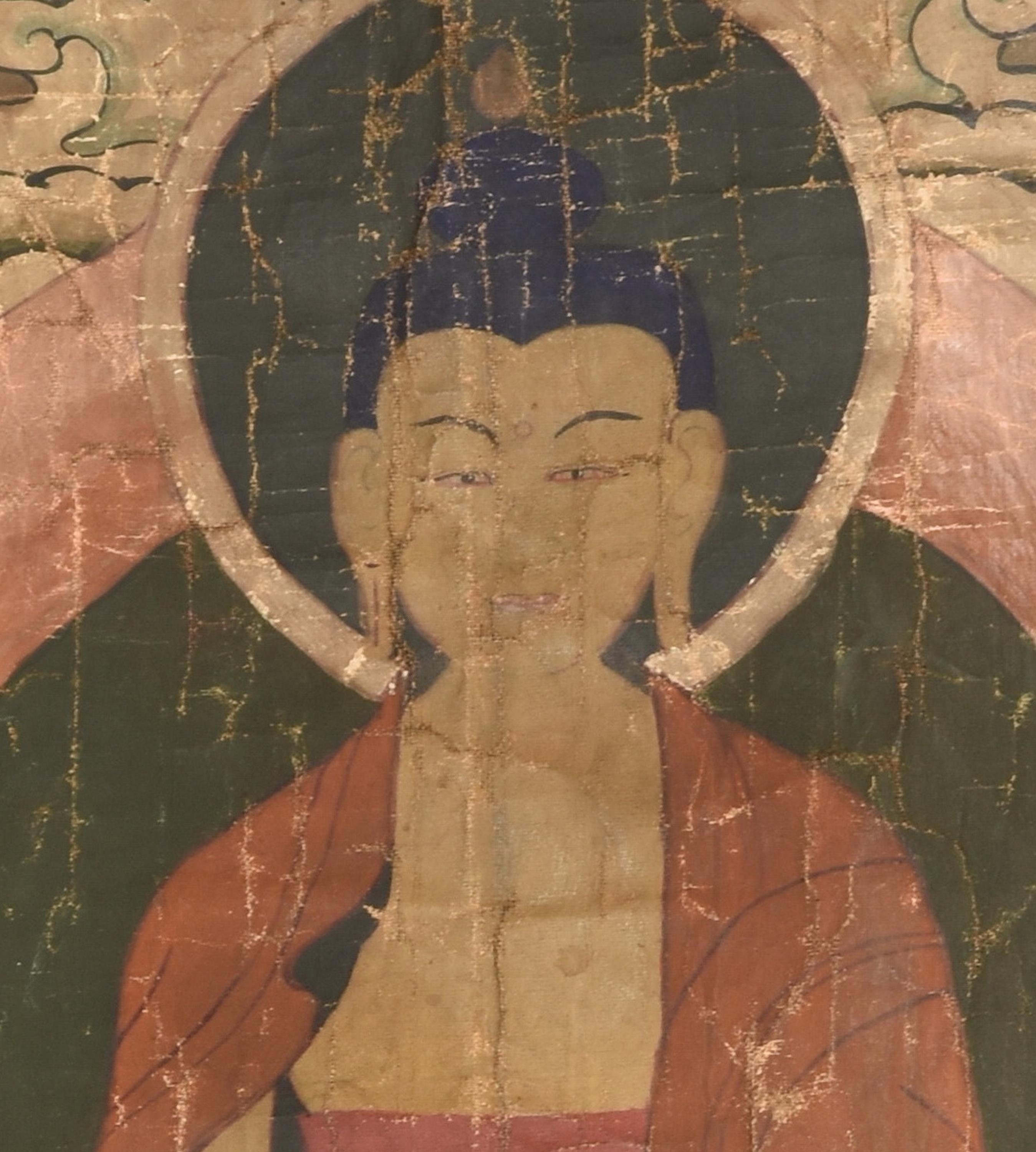 RARE SET OF FOUR THANGKA WITH EMANATIONS OF PADMASAMBHAVA (GURU RINPOCHE). Origin: Tibet. Date: 18th - Image 18 of 26
