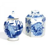 TWO LIDDED VASES. Origin: China for Vietnam. Date: 19th c. Technique: Porcelain in blue white.
