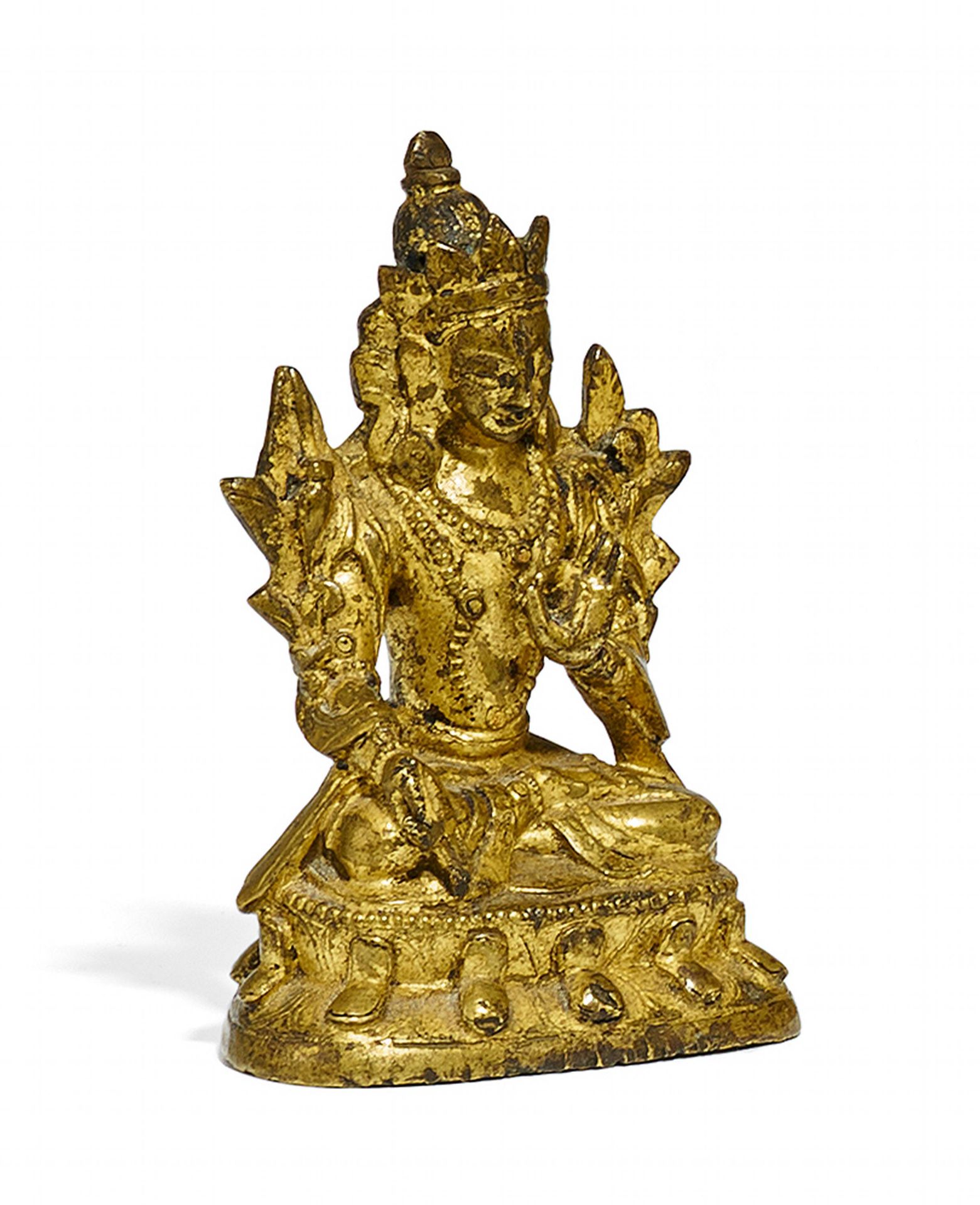 RARE DEPICTION OF SIDDHAIKAVIRA. Origin: Tibet. Date: 18th c. Technique: Fire gilt old bronze.