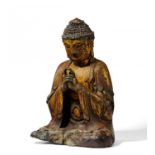 RARE AND IMPORTANT BUDDHA AMITABHA. Origin: Korea. Date: 14th-16th c. Technique: Dry lacquer with