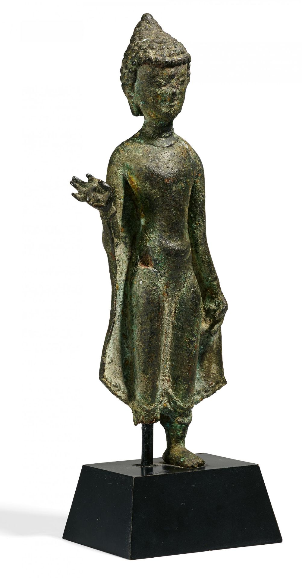 STANDING BUDDHA WITH OPEN CLOAK. Origin: Burma/Myanmar. Dynasty: Pagan period (839-1287). Date: