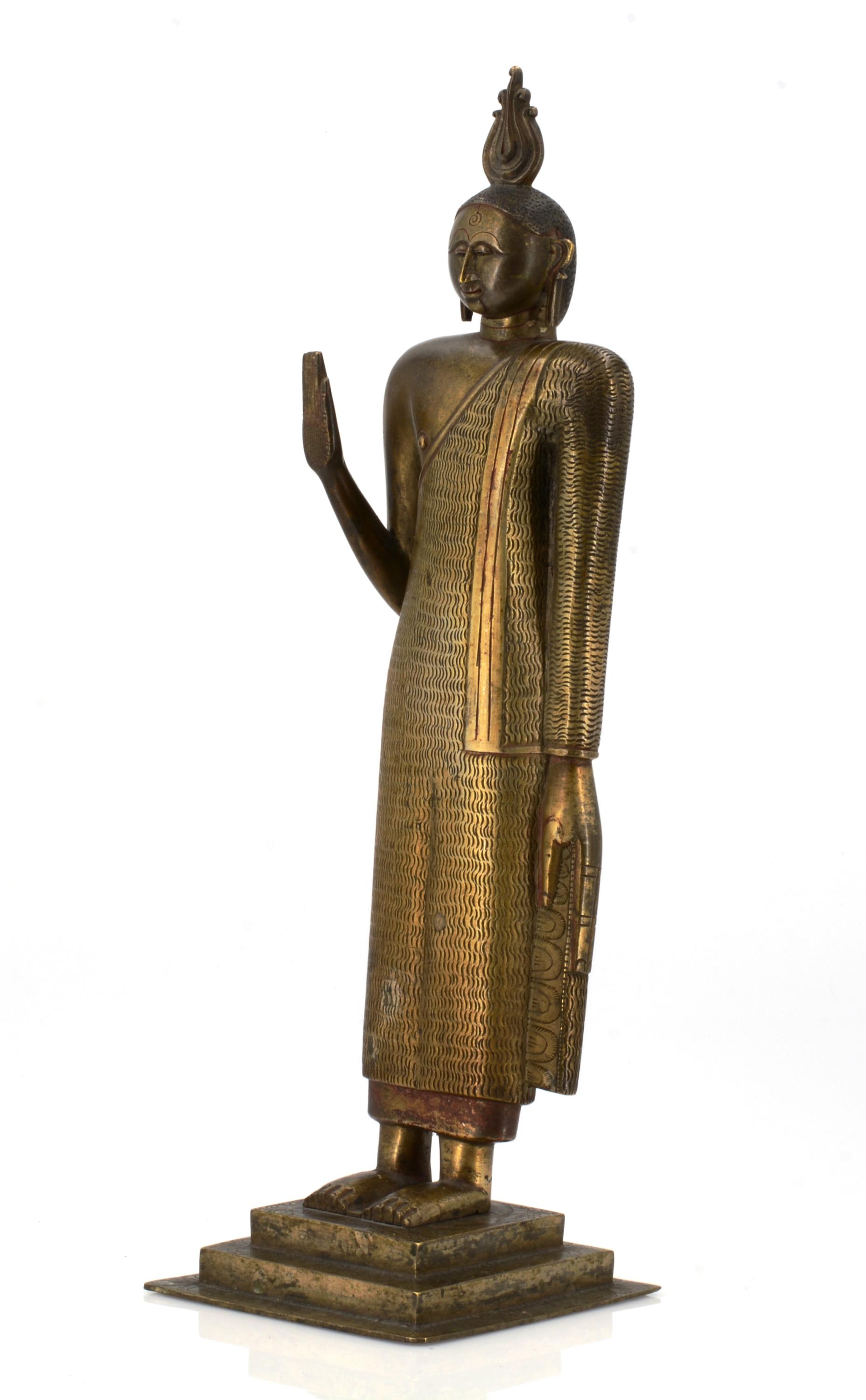 STANDING BUDDHA IN ABHAYA MUDRA. Origin: Sri Lanka/Ceylon. Dynasty: Kandy. Date: 19th c. - Image 3 of 10