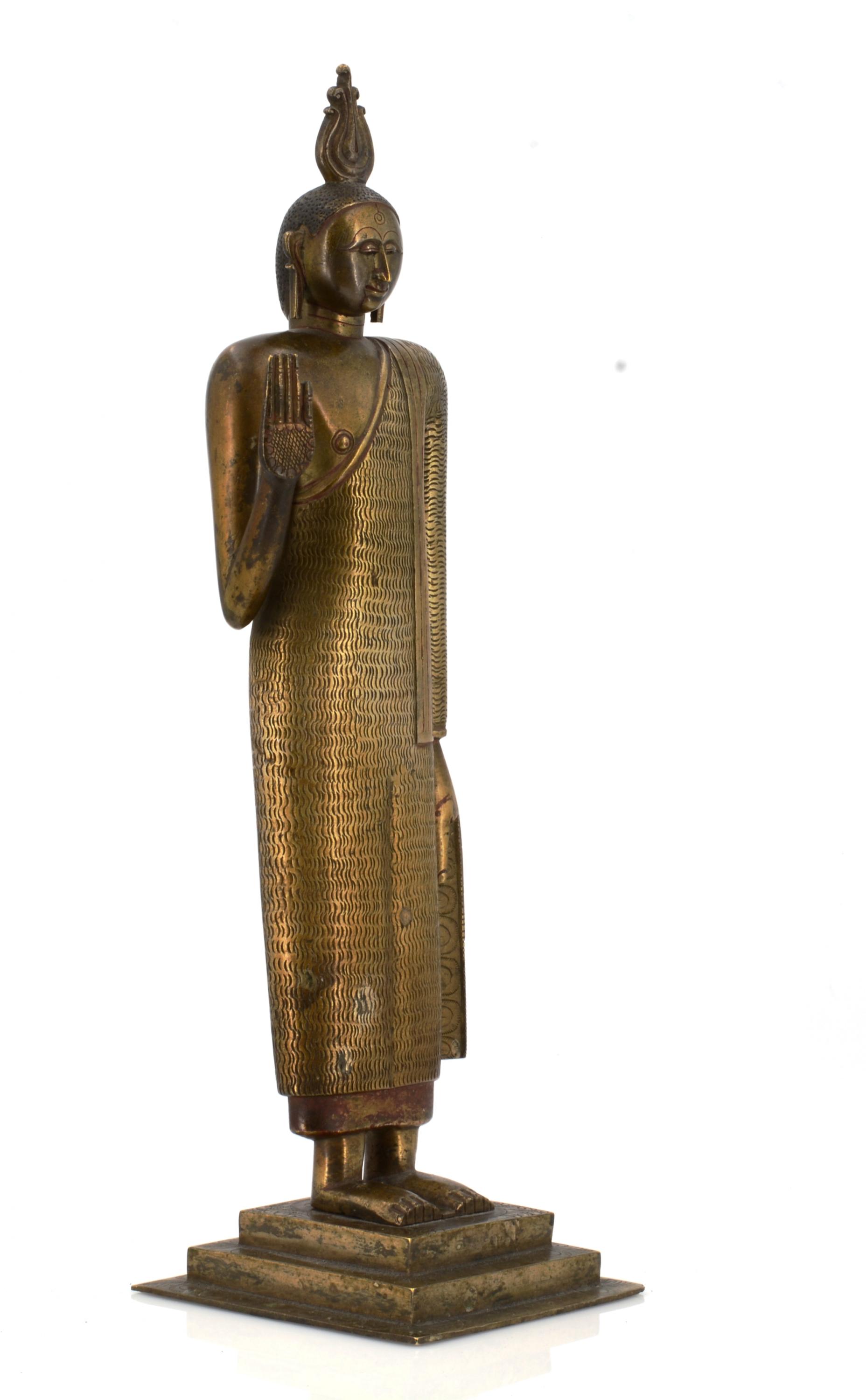 STANDING BUDDHA IN ABHAYA MUDRA. Origin: Sri Lanka/Ceylon. Dynasty: Kandy. Date: 19th c. - Image 9 of 10