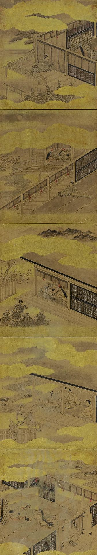FIVE ALBUM LEAVES (SHIKISHI). Origin: Japan. Dynasty: Edo period (1603-1868). Technique: Ink with