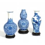 THREE VASES WITH LOTUS AND PHOENIX. Origin: China, probl. for Vietnam. Date: 20th c. Technique: