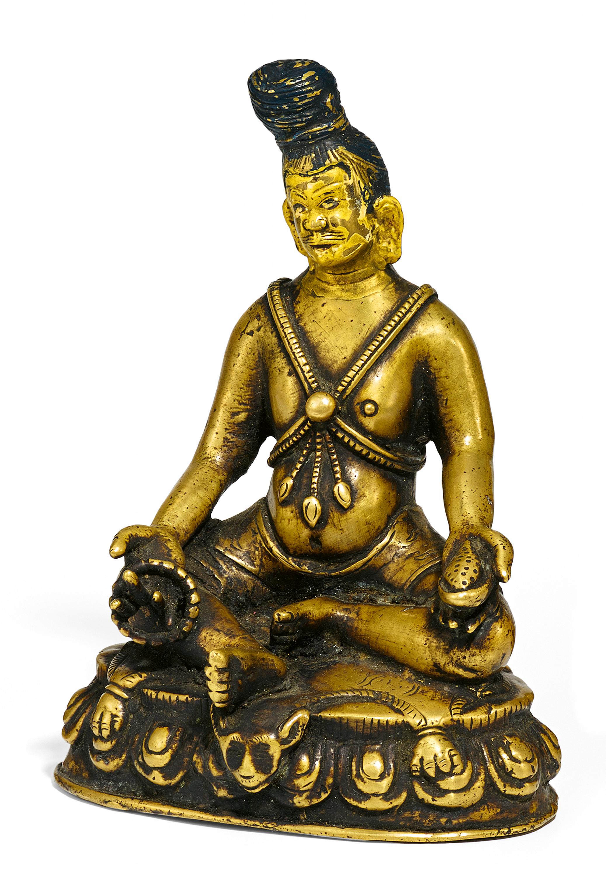 MAHASIDDHA, SITTING WITH PRAYER BEADS AND KAPALA. Origin: Himalaya region. Technique: Old fire