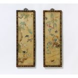 Title: Pair of embroideries with bird pairs. Origin: China. Dynasty: Qing dynasty. Date: 19th c.