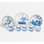 FIVE CUPS AND THREE DISHES. Origin: China for Vietnam. Date: 19th c. Technique: Porcelain in blue