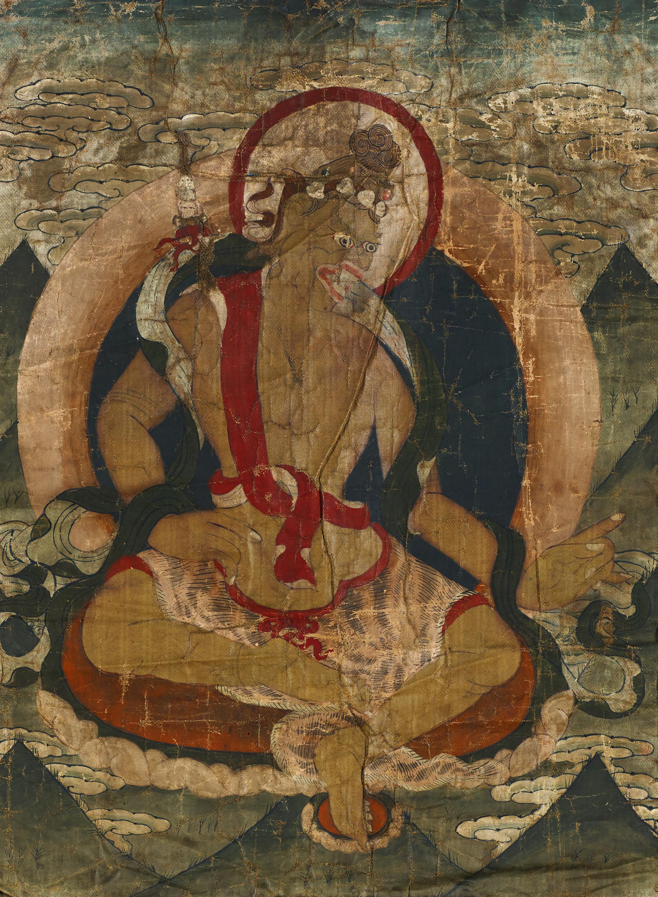 RARE SET OF FOUR THANGKA WITH EMANATIONS OF PADMASAMBHAVA (GURU RINPOCHE). Origin: Tibet. Date: 18th - Image 4 of 26