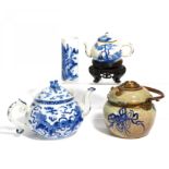 FOUR PORCELAIN PIECES. Origin: China for Vietnam. Date: 19th-20th c. Technique: Porcelain in blue