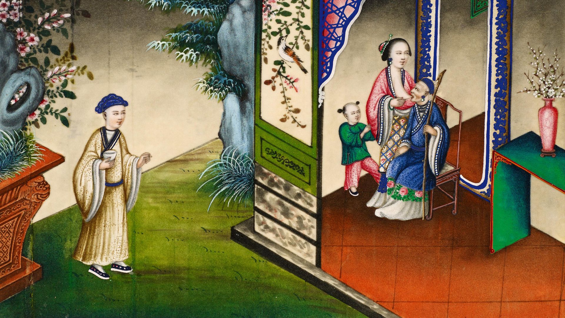 SEVEN SCENES FROM THE 24 PARAGONS OF FILIAL PIETY. Origin: China. Dynasty: Late Qing dynasty. - Bild 3 aus 8