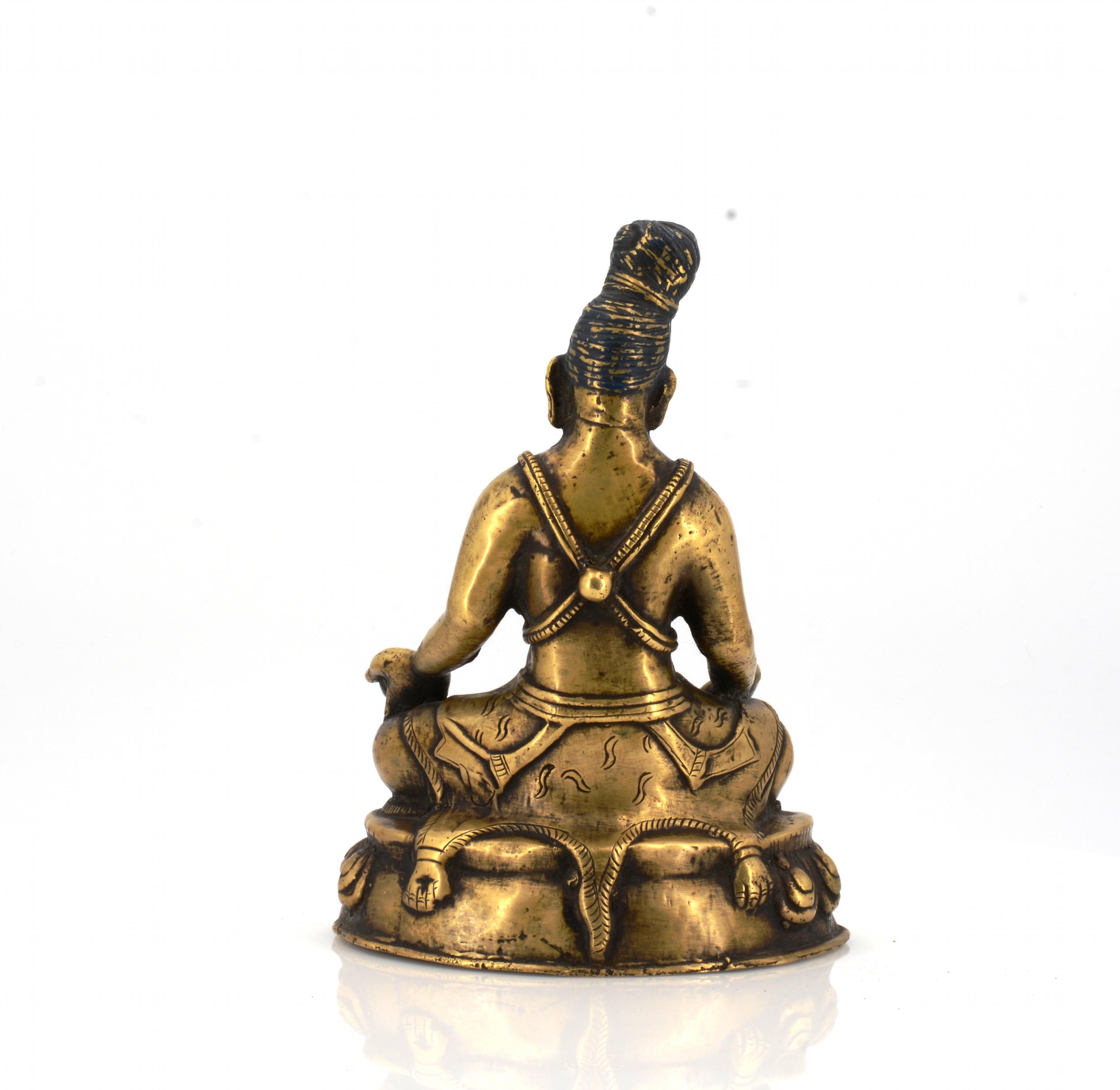 MAHASIDDHA, SITTING WITH PRAYER BEADS AND KAPALA. Origin: Himalaya region. Technique: Old fire - Image 7 of 11