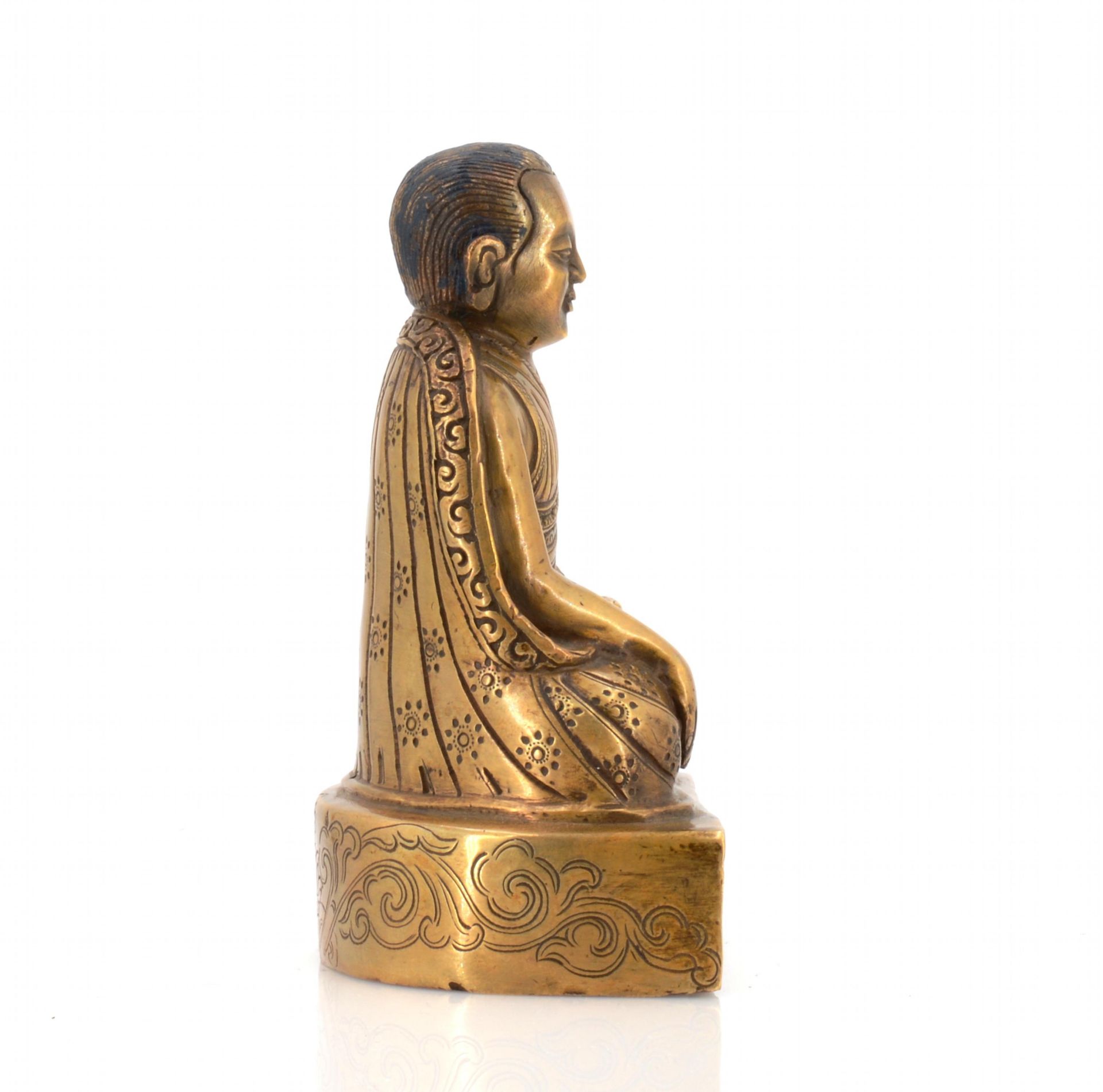 RARE DEPICTION OF LAMA ZHANG TSUNDRU DRAGPA. Origin: Tibet. Technique: Bronze with remains of - Bild 5 aus 6