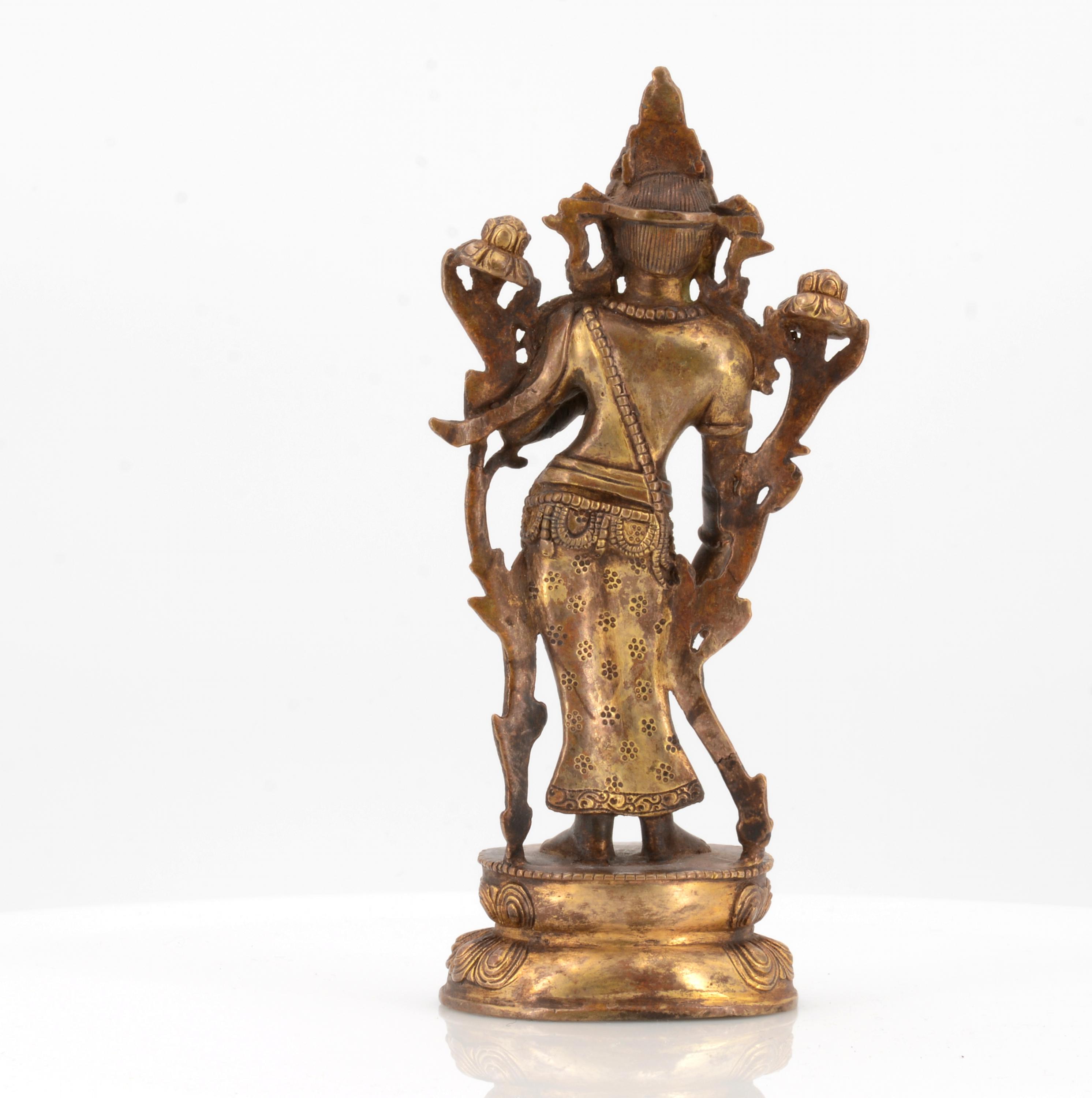 BODHISATTVA PADMAPANI. Origin: Tibet. Date: Sculpture in Pala style. Technique: Bronze with - Image 4 of 6