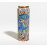 VASE WITH LIGHT BLUE DARGON IN MILLE FLEUR. Origin: China. Date: Republik period (1912-1949).