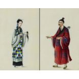 PAIR OF PAINTINGS OF DAOIST NUN AND MONK. Origin: China. Dynasty: Late Qing dynasty. Date: 1st