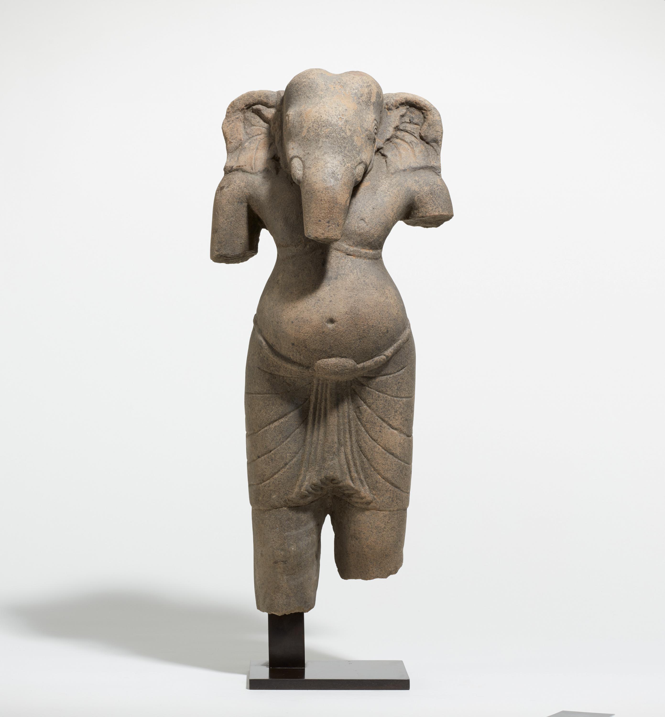 FINE AND RARE STANDING GANESHA. Origin: Khmer. Dynasty: Pre Khmer period. Date: 7th/8th c. - Image 2 of 6