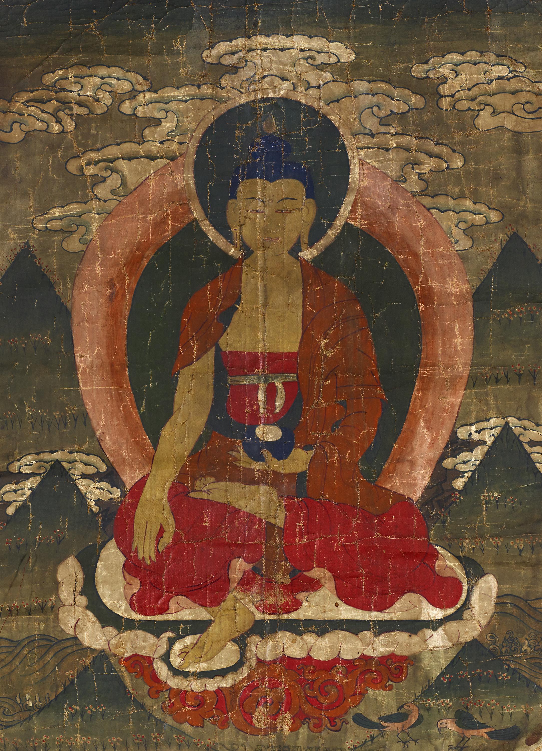 RARE SET OF FOUR THANGKA WITH EMANATIONS OF PADMASAMBHAVA (GURU RINPOCHE). Origin: Tibet. Date: 18th - Image 6 of 26