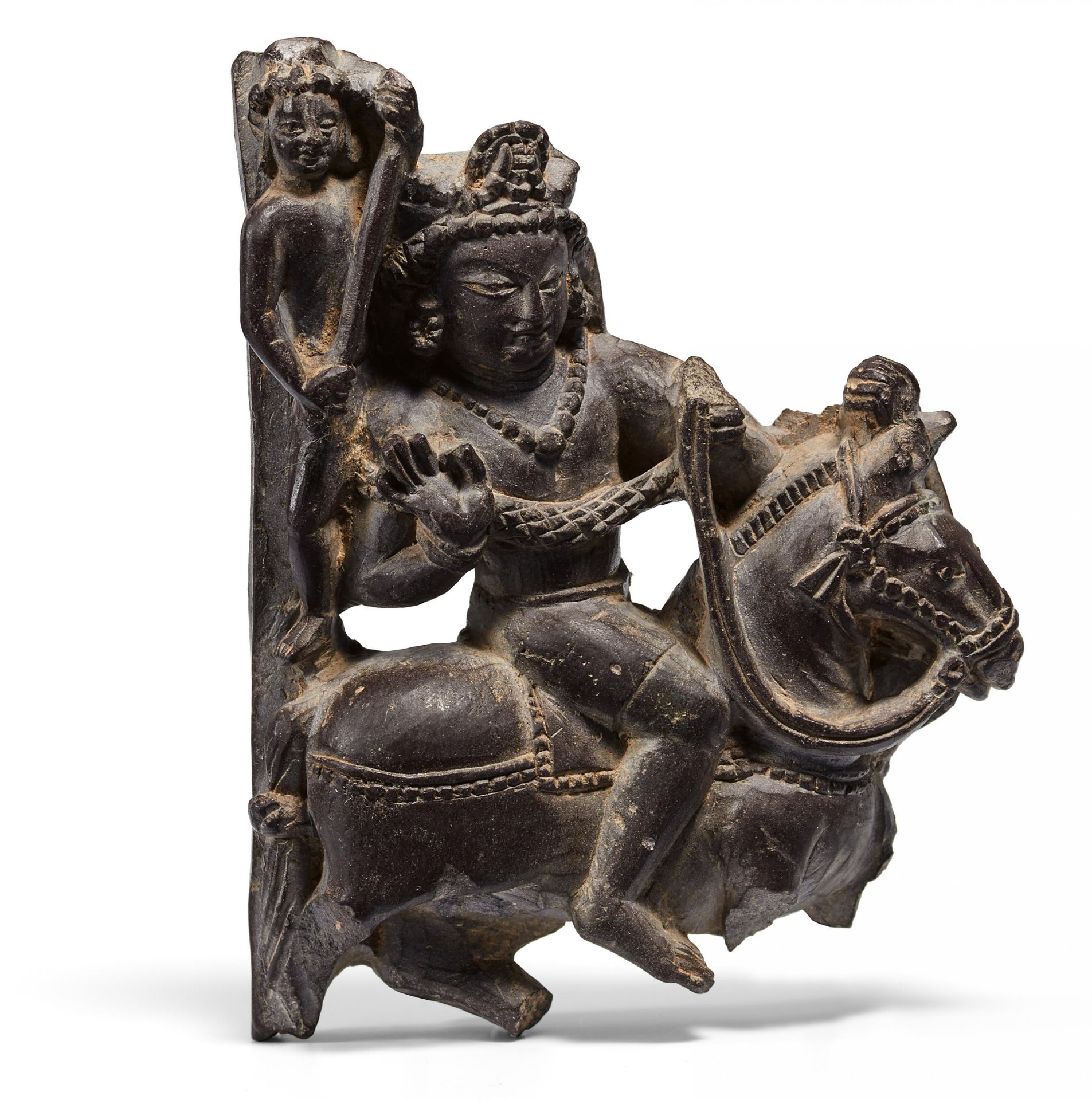 EXTREMELY FINE REPRESENTATION OF PRINCE SIDDHARTA ON HIS HORSE KANTHAKA. Origin: North India.