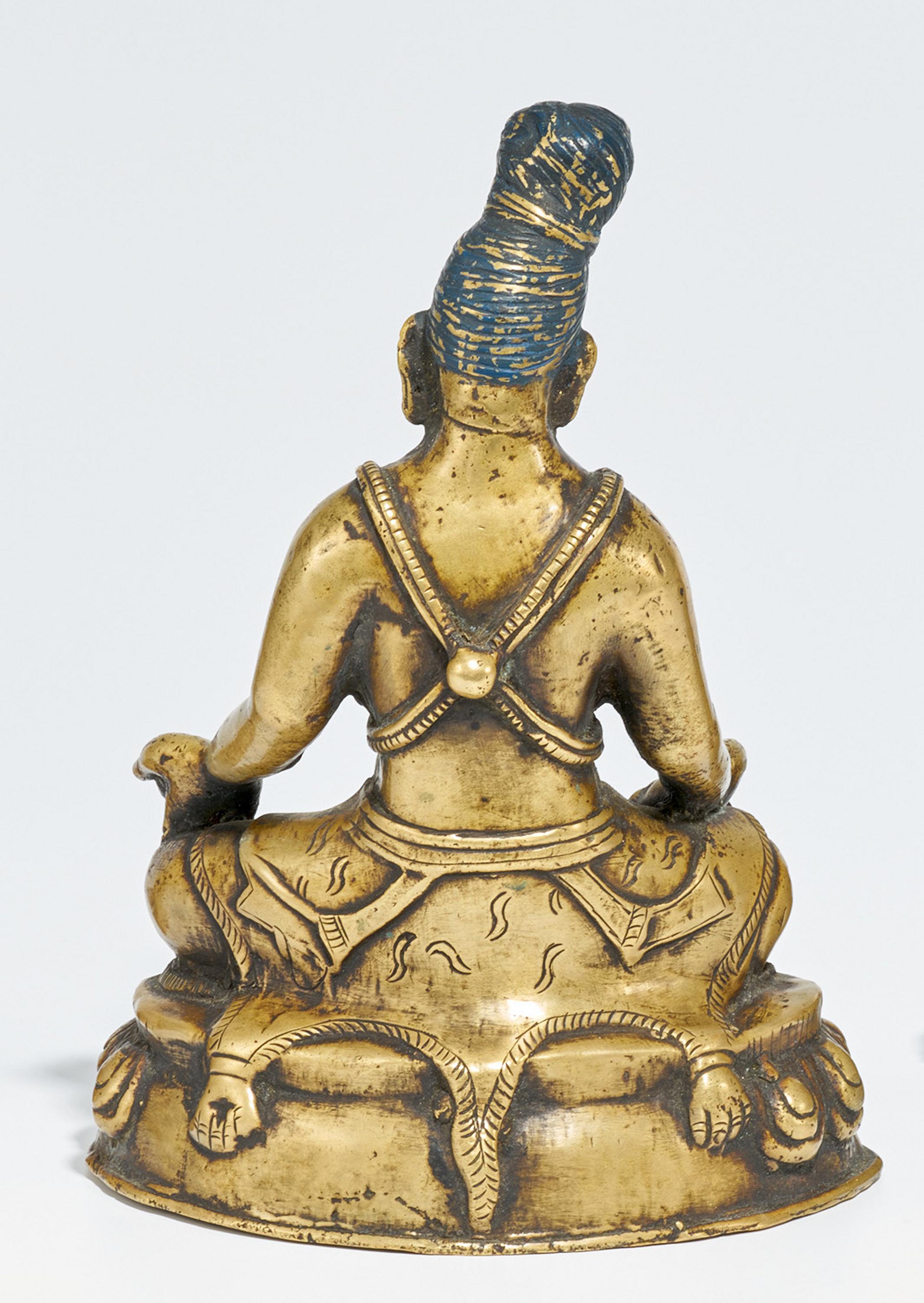 MAHASIDDHA, SITTING WITH PRAYER BEADS AND KAPALA. Origin: Himalaya region. Technique: Old fire - Image 2 of 11