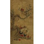 CRANES BENEATH A FLOWERING PLUM TREE. Origin: Korea. Dynasty: Joseon dynasty (1392-1897). Date: 19th