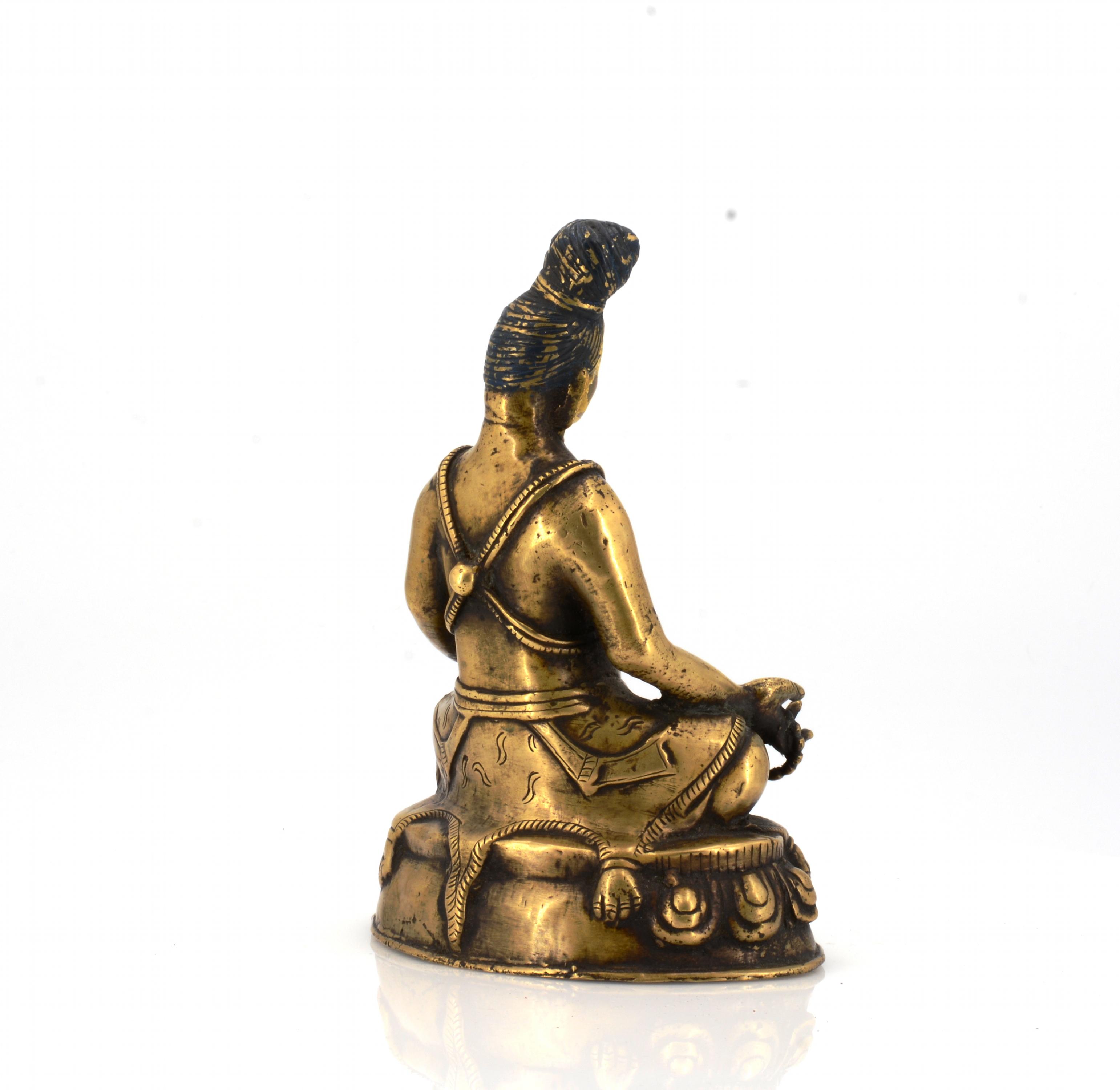 MAHASIDDHA, SITTING WITH PRAYER BEADS AND KAPALA. Origin: Himalaya region. Technique: Old fire - Image 8 of 11