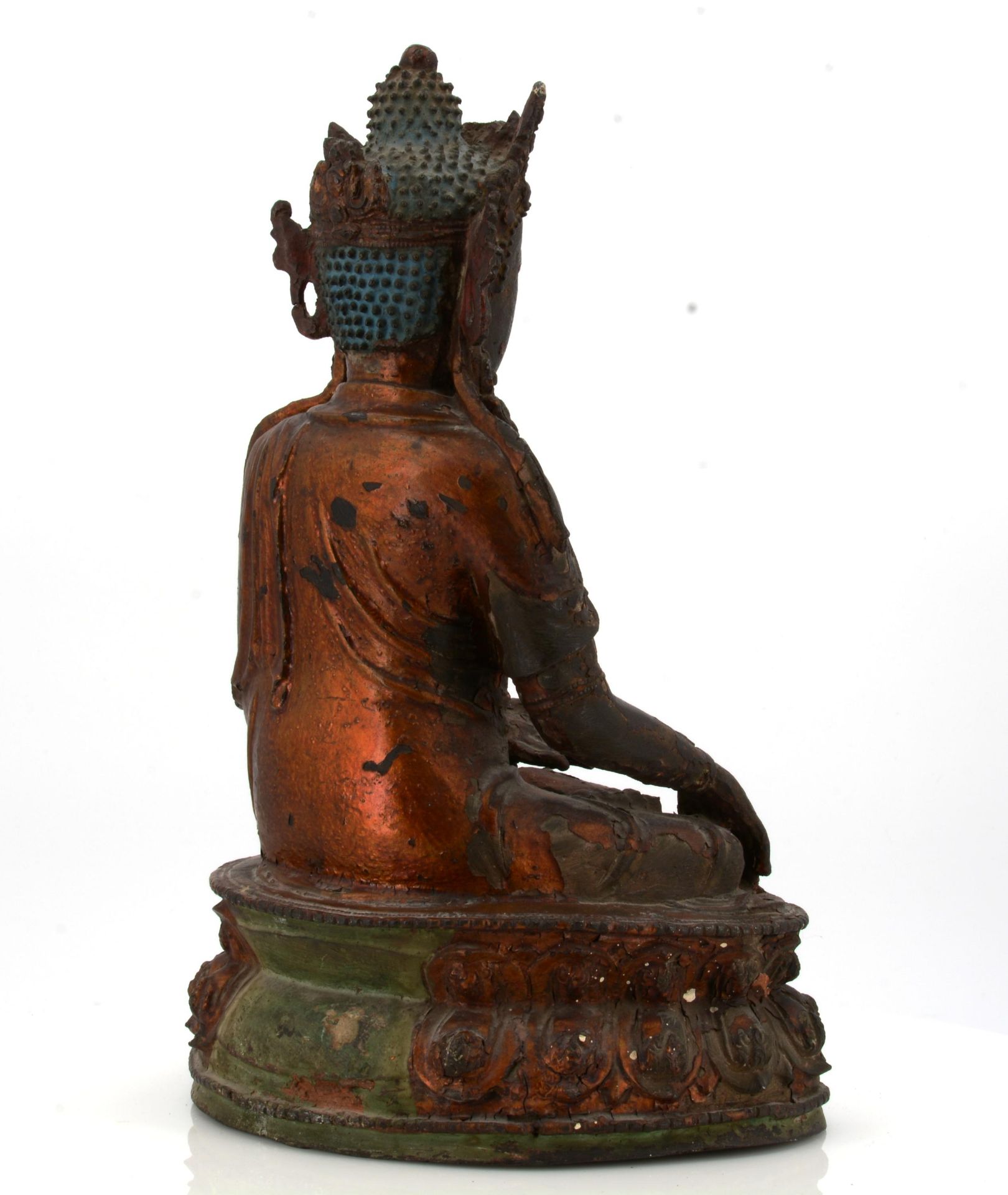 BUDDHA IN BHUMISPARSA MUDRA. Origin: China. Date: 16th/17th c. Technique: Bronze with lacquer - Bild 8 aus 11