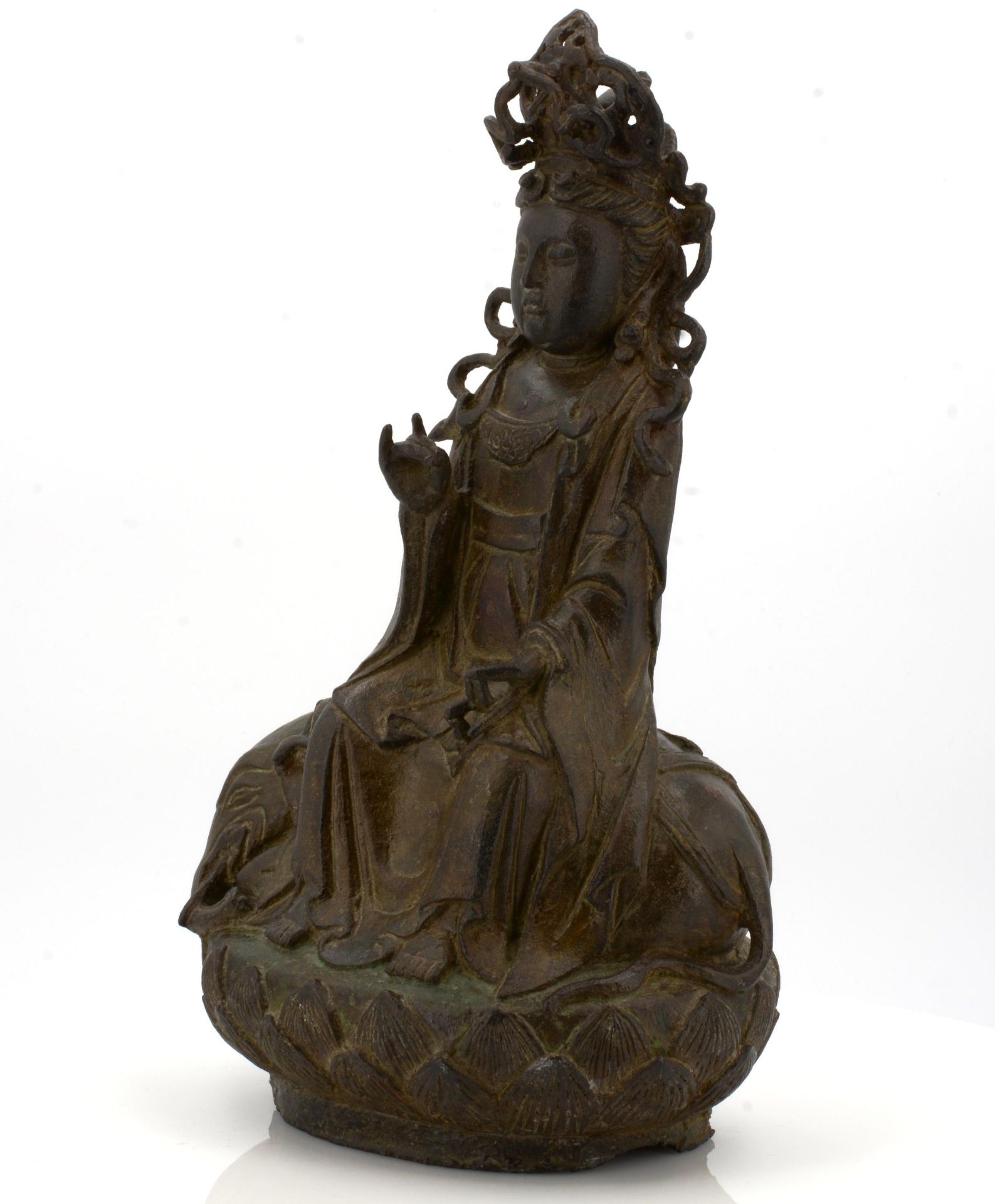 GUANYIN ON ELEPHANT. Origin: China. Dynasty: In the style of the early Ming dynasty, but later. - Bild 3 aus 10